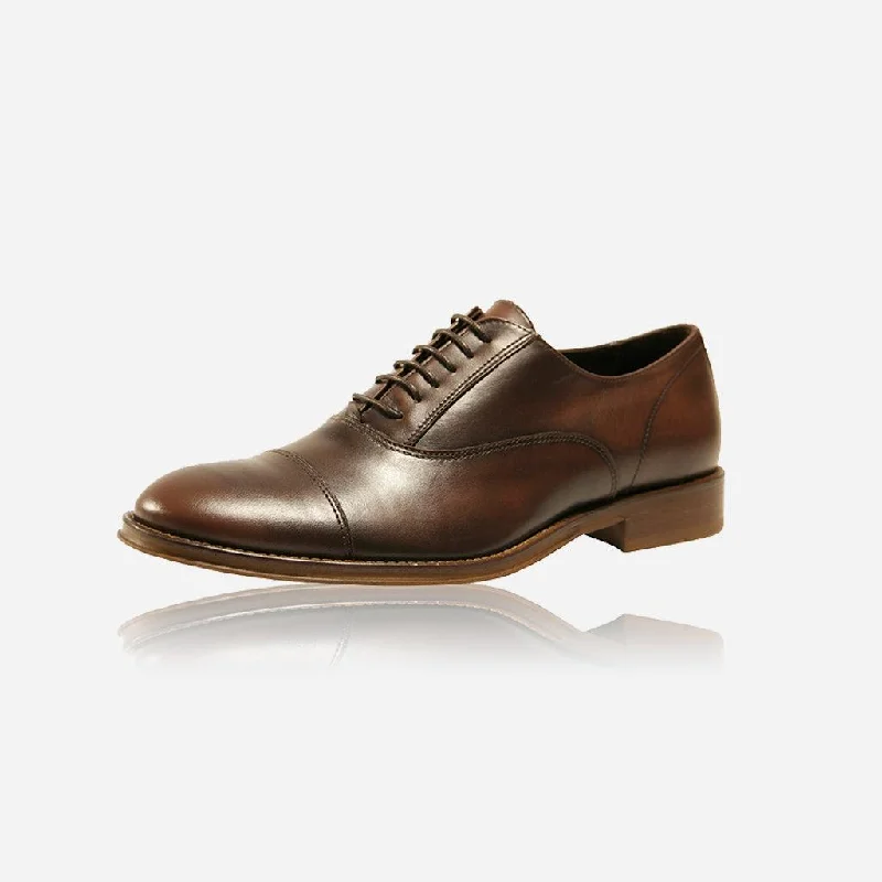 Unisex leather shoes formal tan-Men's Matte Leather Lace-Up