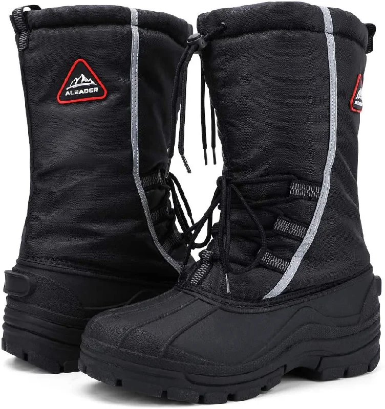 Men's water shoes flexible black-Aleader Men's Ankle Strap Winter Snow Boots