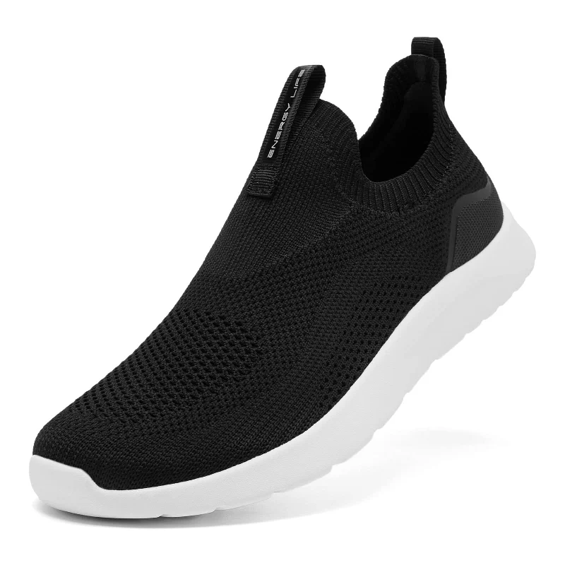 Men's water shoes slip-on gray-Aleader Women's Slip On Energycloud Walking Shoes, Stretch Knit Sneakers Breathable Athletic Tennis