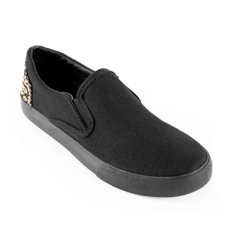 Men's casual shoes soft gray-All Black Slip On (SHOE ART CONTEST)