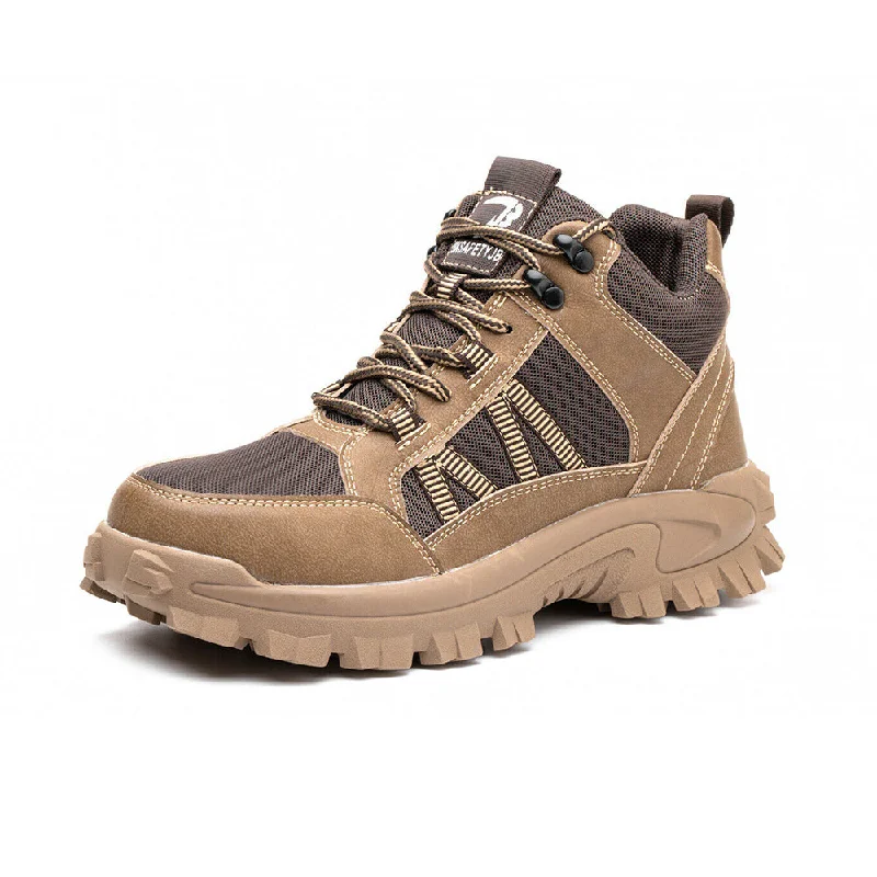 Men's work shoes safety brown-Anti-Smash Anti-Pierce Safety Shoes for Women Steel Toe Construction Work Shoes