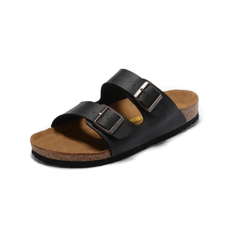 Men's water shoes flexible gray-Arch Support Slides With Adjustable Buckle Straps Sandals