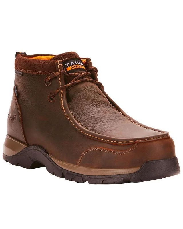 Men's work shoes non-slip gray-Ariat Men's Edge Brown Lite Waterproof Safety Toe Moc 10024956