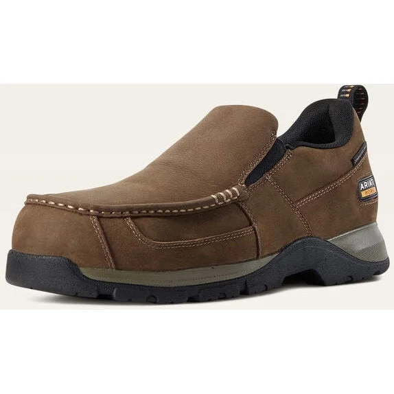 Men's work shoes steel toe navy-Ariat Men's Edge Lte Slip On Sd Comp Toe Work Shoe- Brown - 10029530