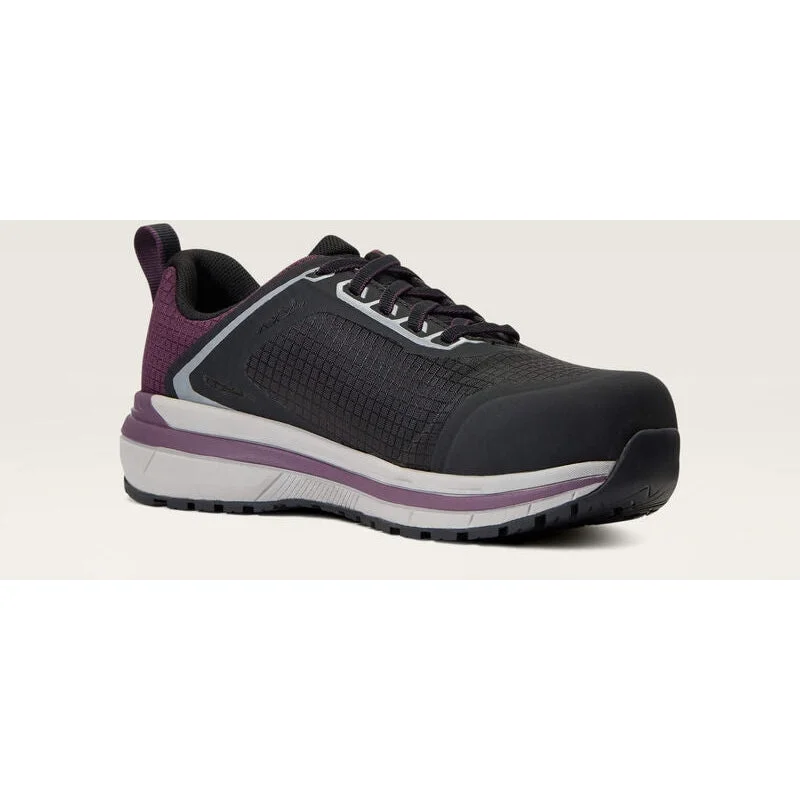 Men's work shoes durable gray-Ariat Women's Outpace CT Safety Slip Resist Work Shoe - Purple - 10040323