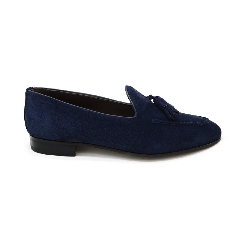 Men's casual shoes stylish navy-Berwick 1707 Tassel Belgian Loafer (5378) -Florence Navy