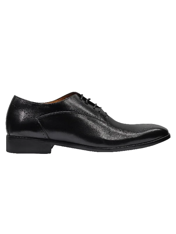 Unisex leather shoes lightweight brown-BLACK - CALF LEATHER CLASSIC SEMI BROGUES