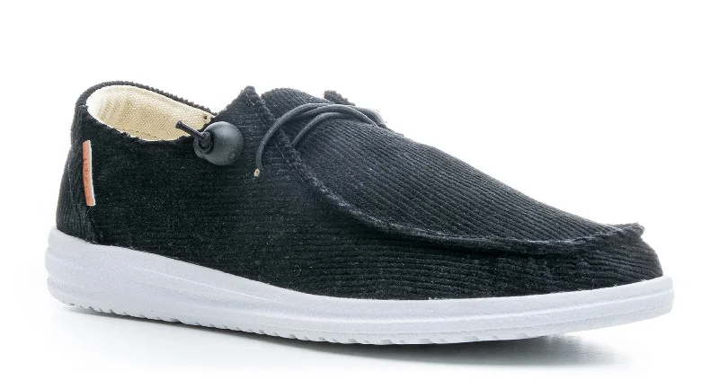 Men's casual shoes slip-on black-Black Corduroy Kayak