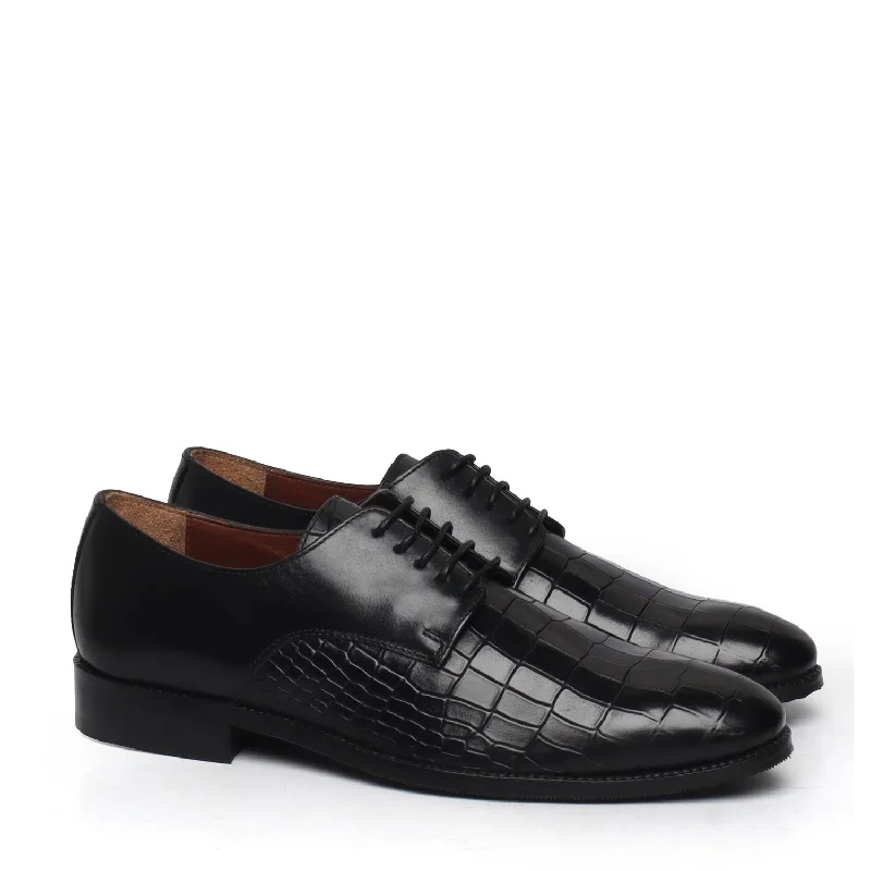 Unisex leather shoes soft navy-Black Deep Cut Leather Lace-Up Shoes by Brune & Bareskin