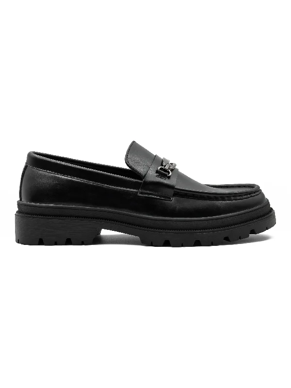 Unisex leather shoes soft white-BLACK SNAFFLE BIT LOAFERS