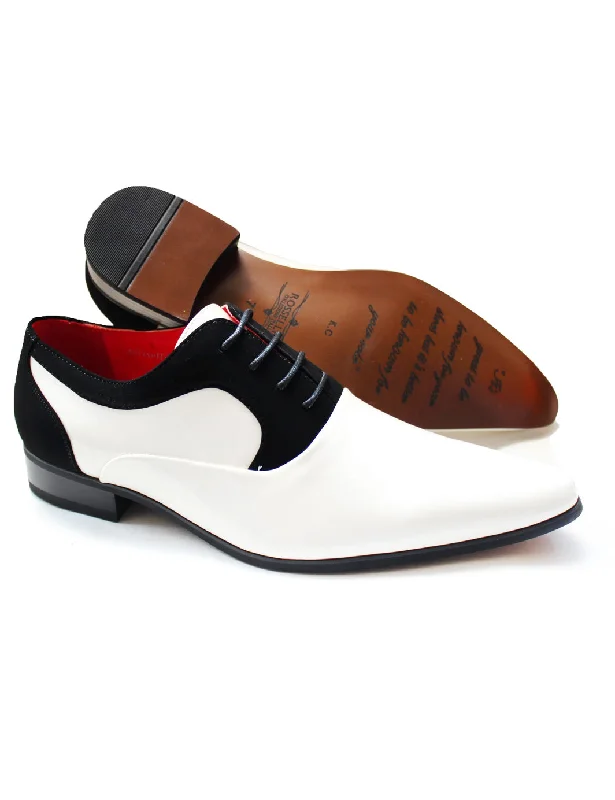 Unisex leather shoes premium brown-BLACK & WHITE PATENT LEATHER SHOES