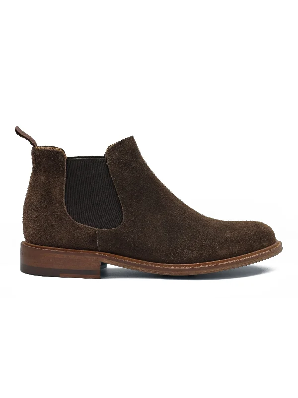 Unisex leather shoes durable brown-BROWN ITALIAN SUEDE LEATHER CHELSEA BOOTS