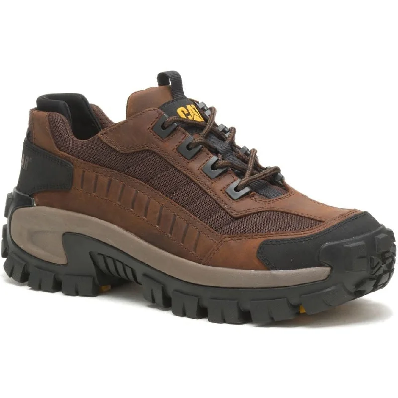 Men's work shoes non-slip gray-CAT Men's Invader Steel Toe Work Shoe - Dark Brown - P91338