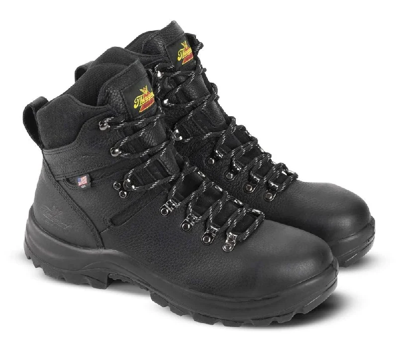 Men's work shoes durable black-Thorogood Men's Steel Toe 6" Waterproof Slip Resistant Black Leather Work Shoes 804-6365