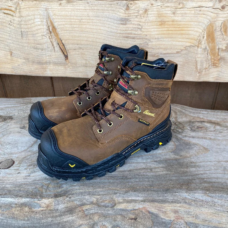 Men's work shoes rugged tan-Thorogood Infinity FD Series 6" Brown Safety Toe Waterproof Work Boots 804-3416