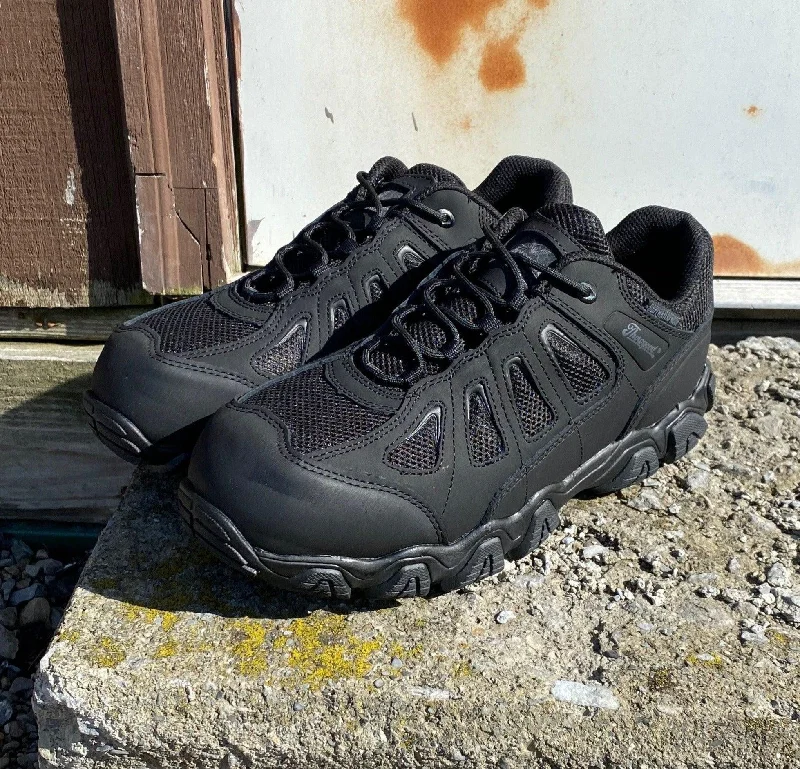 Men's work shoes durable gray-Thorogood Crosstrex Black BBP Waterproof Oxford Hiker Work Shoe 804-6493