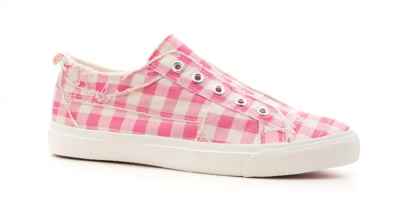 Men's casual shoes stylish gray-Corkys Pink Gingham Print Babalus