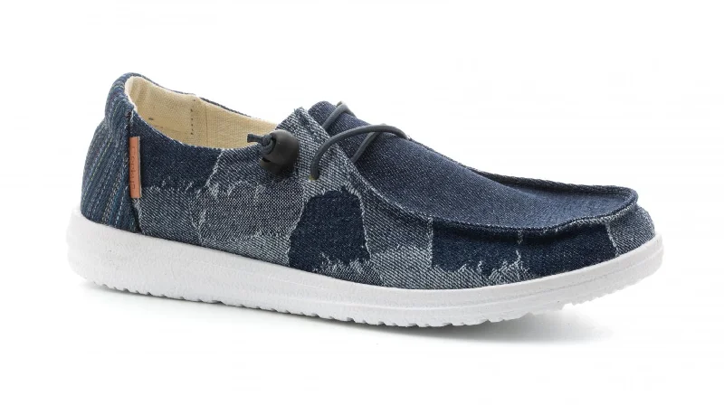 Men's casual shoes trendy navy-Corkys Kayak Dark Denim Patches