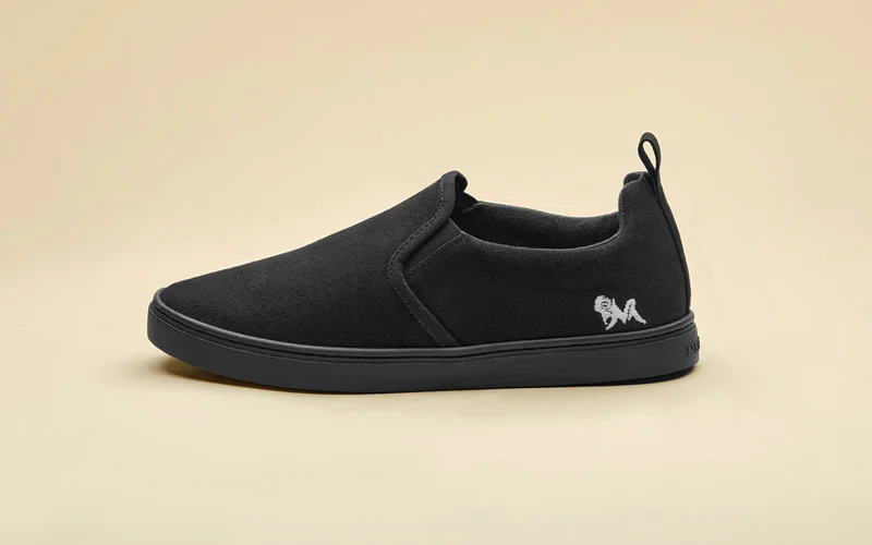 Men's casual shoes durable gray-Cotton Slip Ons : Coal Black