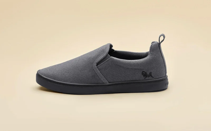 Men's casual shoes everyday gray-Cotton Slip Ons : Pebble Grey