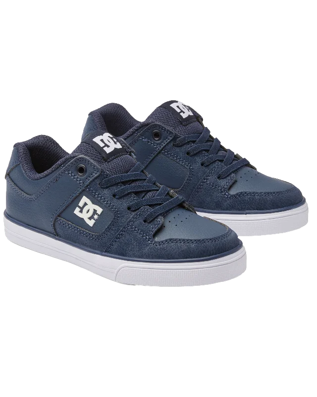 Men's casual shoes everyday brown-Boys Pure Elastic Shoes in Navy & White