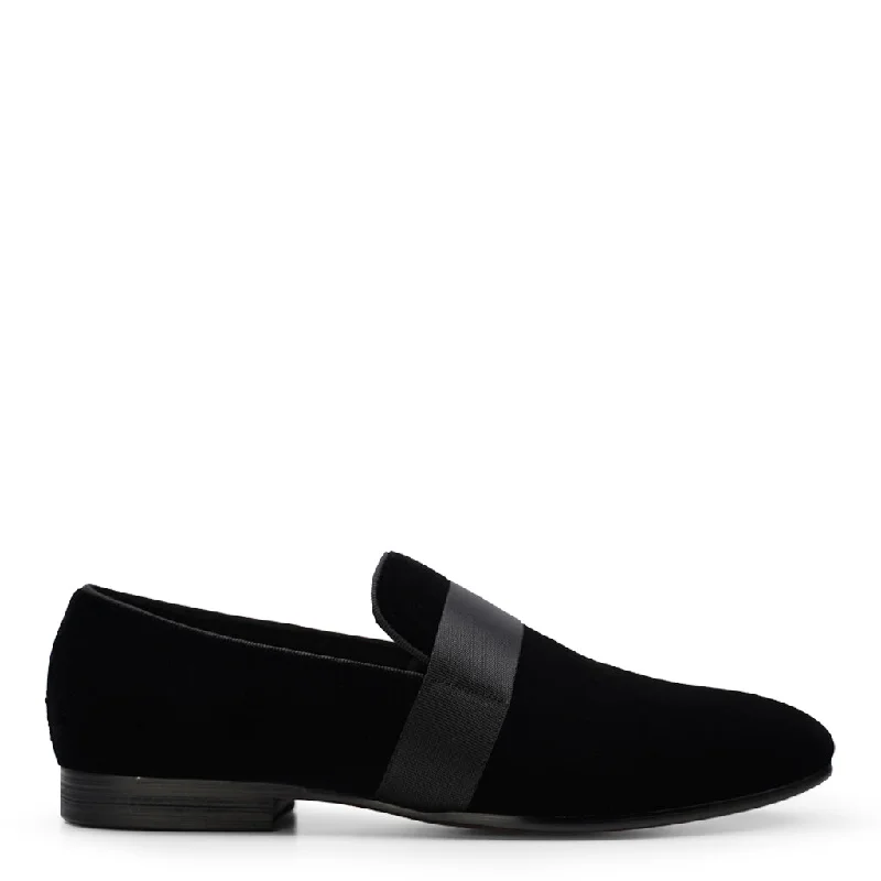 Men's casual shoes soft white-Dylan Black Velvet Loafers