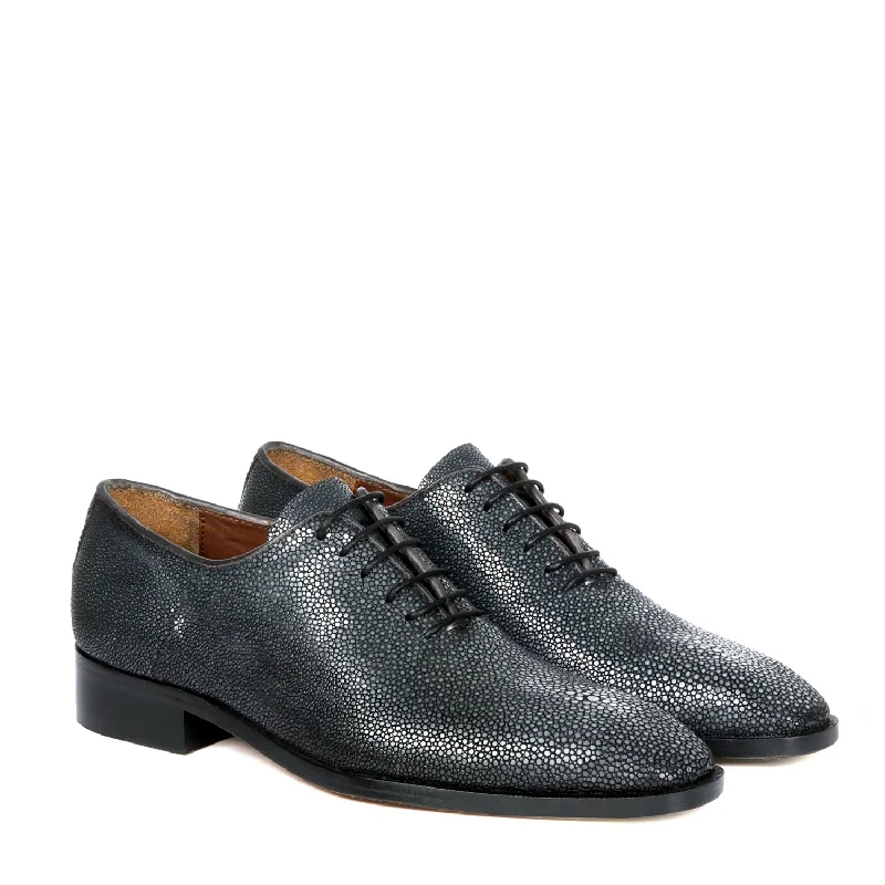 Unisex leather shoes office gray-Exclusive Oxfords Lace-Up Formal Shoes in Stingray Fish Leather