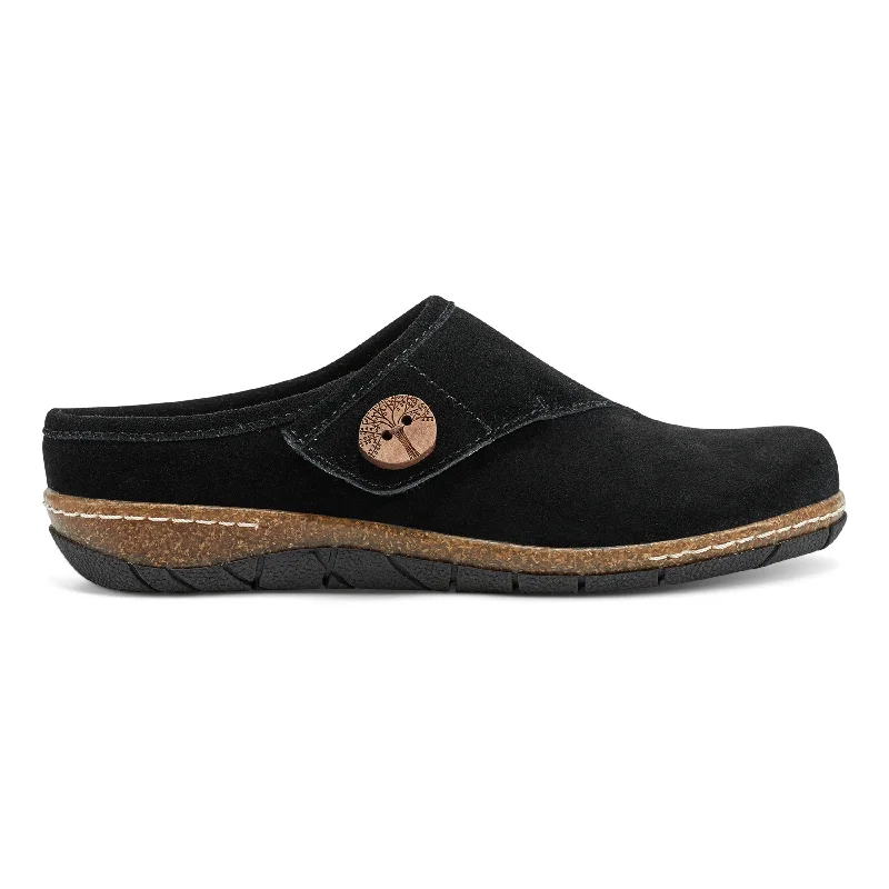 Men's casual shoes lightweight black-Ezra Round Toe Casual Slip-on Flat Clogs