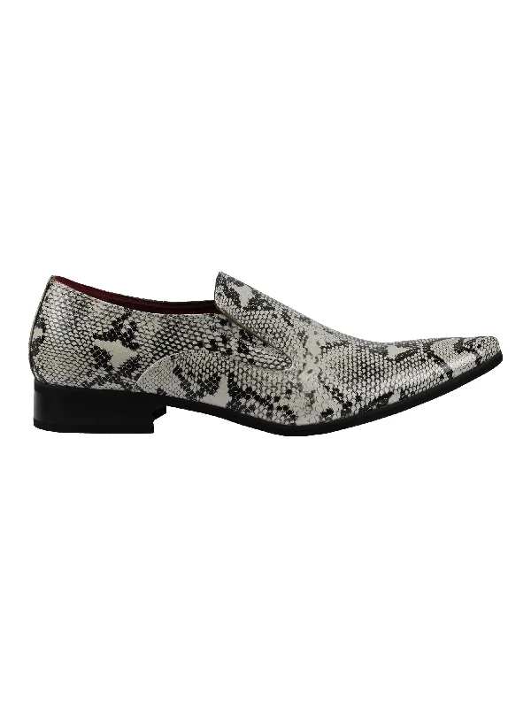 Unisex leather shoes premium suede-FAUX LEATHER SHINY PRINTED SLIP ON SHOES