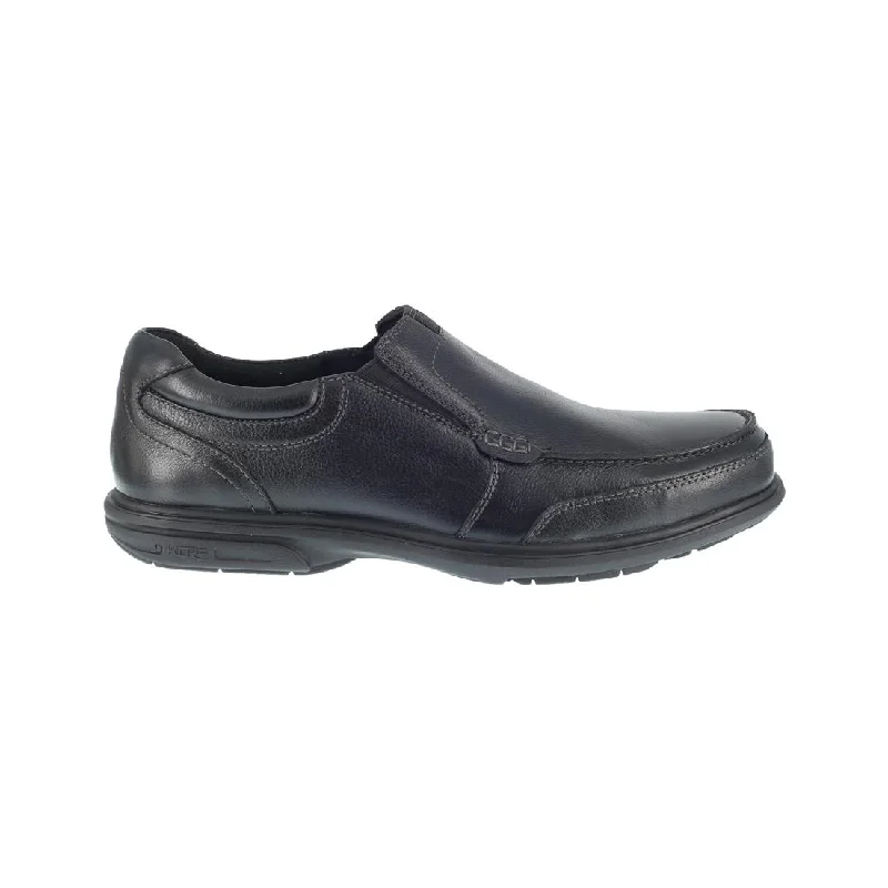 Men's work shoes cushioned tan-Loedin Steel-Toe Slip On Work Shoe Black