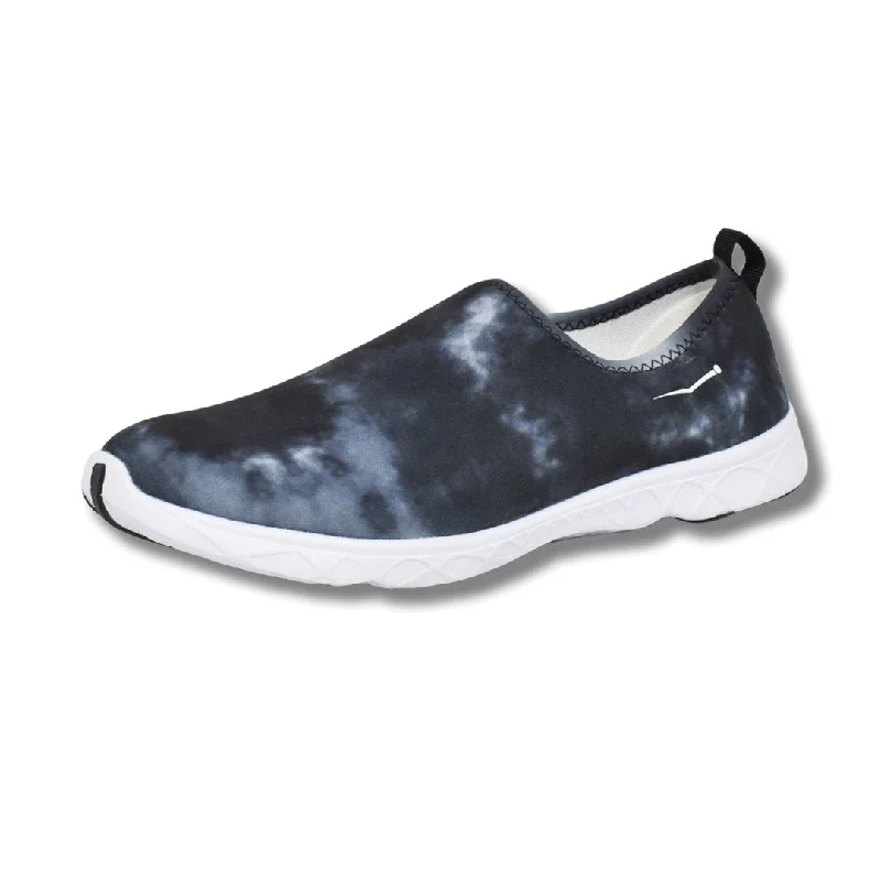 Men's water shoes slip-on blue-Girls Aqua Slip-On Black Tie Dye