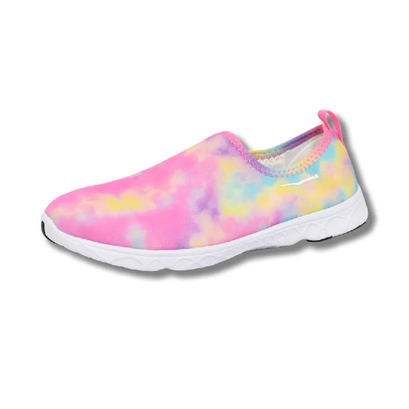 Men's water shoes durable navy-Girls Aqua Slip-On Pink Tie Dye