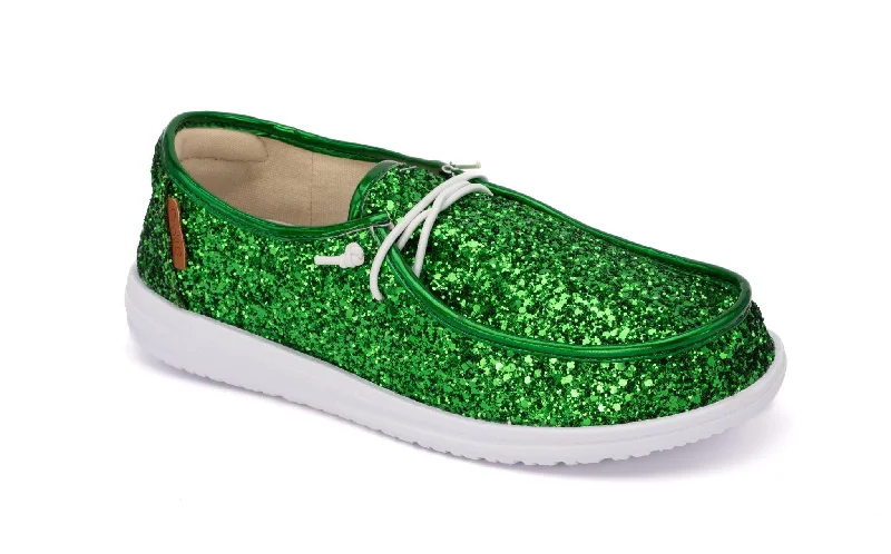 Men's casual shoes flexible tan-Corky's Green Glitter Kayaks