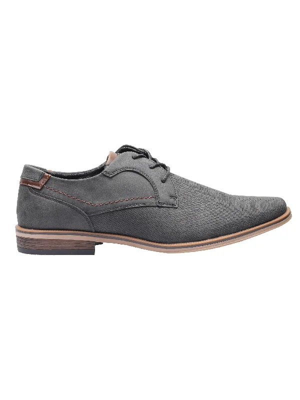 Unisex leather shoes lightweight gray-GREY LACE UP DERBY SHOES