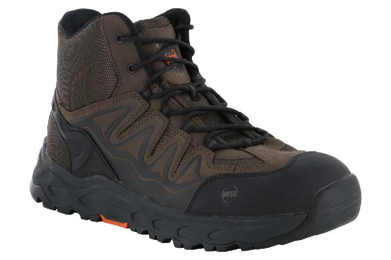 Men's work shoes rugged gray-Hoss Eric Hi Aluminum Safety Toe Brown