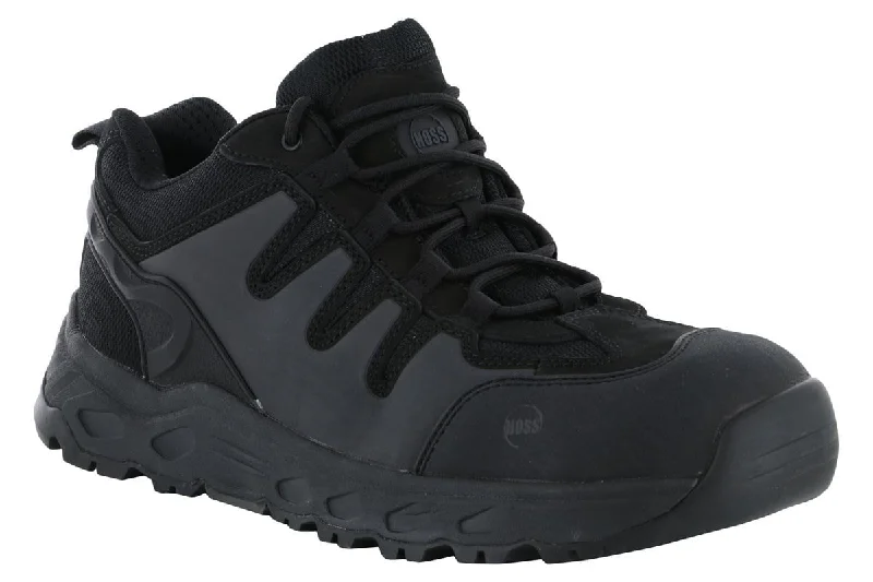 Men's work shoes steel toe black-Hoss Eric Lo Aluminum Safety Toe Black