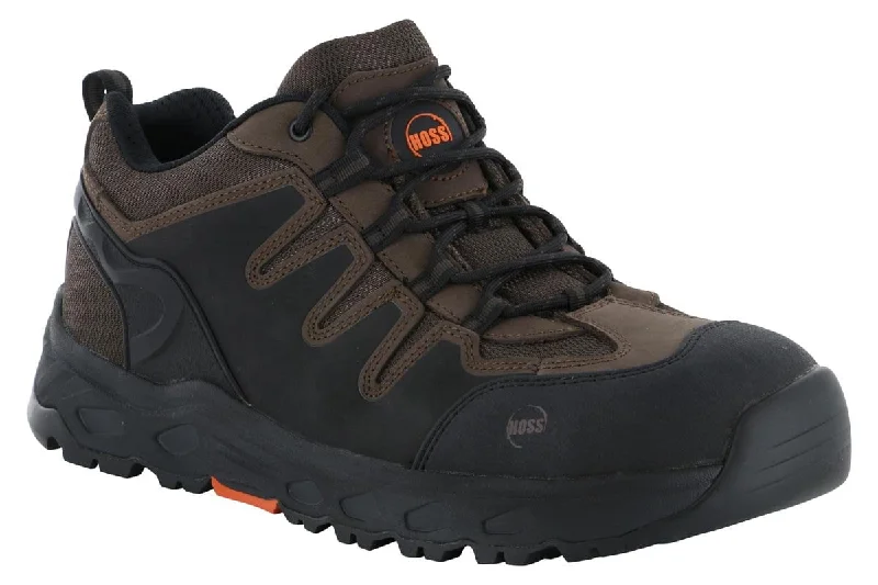 Men's work shoes lightweight navy-Hoss Eric Lo Aluminum Safety Toe Brown