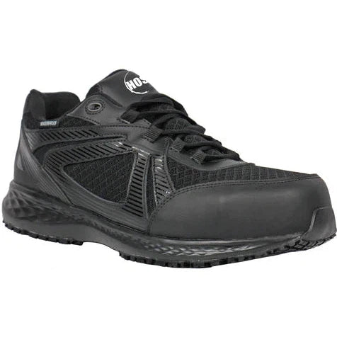 Men's work shoes cushioned black-Hoss Men's Reno II Composite Toe Waterproof Slip Resistant Work Shoe - Black 10229