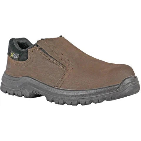 Men's work shoes waterproof black-Hoss Men's Worker Composite Toe Met Guard Slip On Work Shoe - Brown 30402