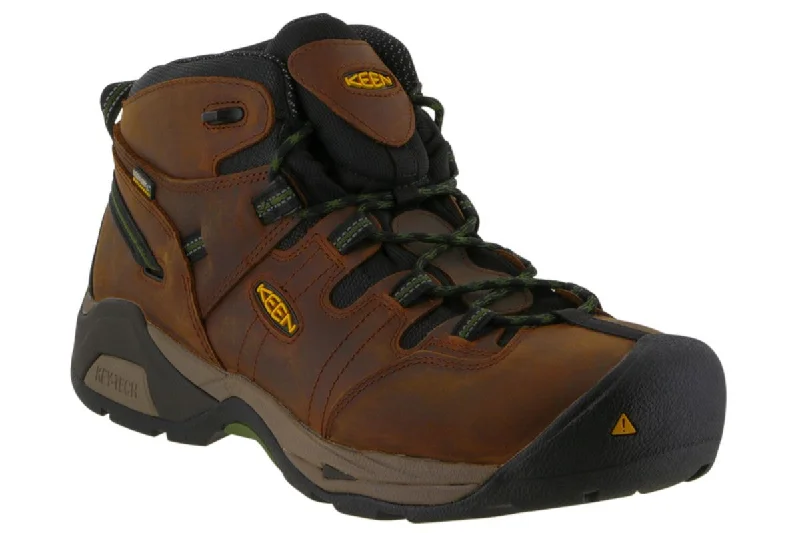 Men's work shoes waterproof gray-Keen Utility Detroit XT Mid Steel Toe WP Boot Brown