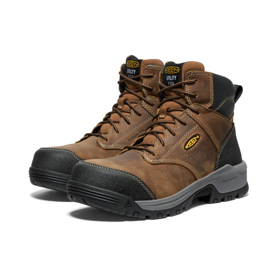 Men's work shoes steel toe brown-Keen Utility Evanston 6" ESD Boot (Carbon-Fiber Toe) Men's