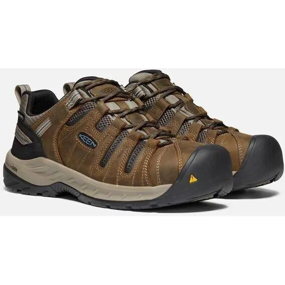 Men's work shoes comfortable brown-Keen Utility Men's Flint II Steel Toe WP Work Shoe - Brown - 1023236