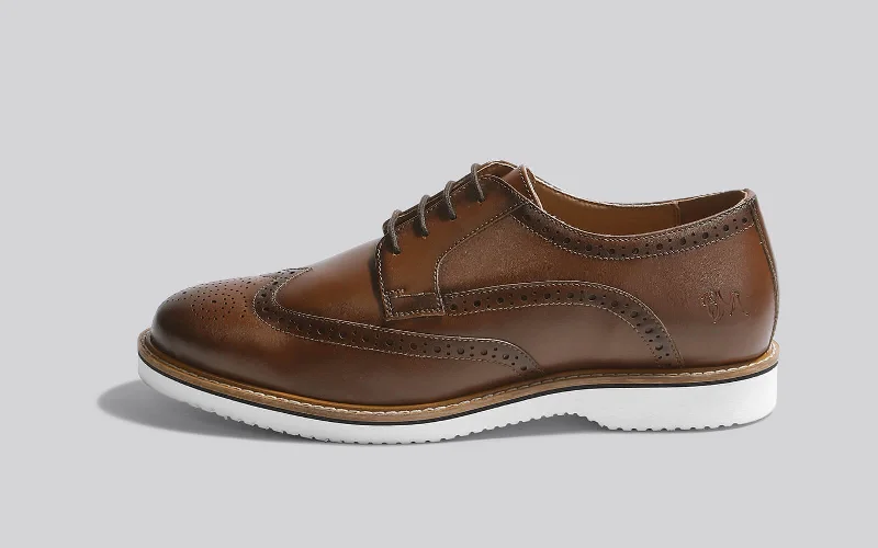 Unisex leather shoes durable tan-Luxe Brogues : Tan