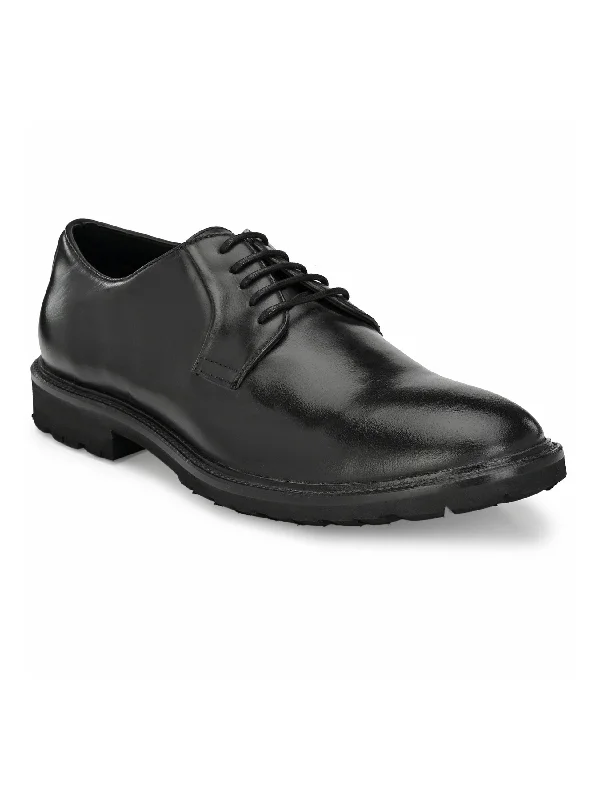 Unisex leather shoes stylish navy-Men's Burnish Leather Lace up Formal Shoe