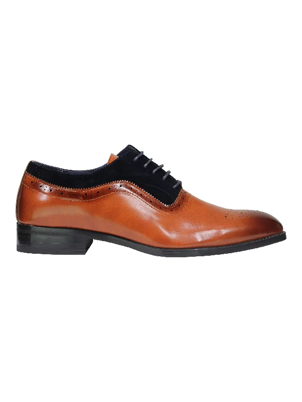 Unisex leather shoes sleek brown-Mens Classic Brogues 2 Tone Suede & Leather Lined Smart Formal Lace up Shoes