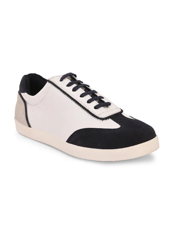 Unisex leather shoes versatile white-Men's Genuine Sheep/Suede Lace up Casual Sneaker Shoe