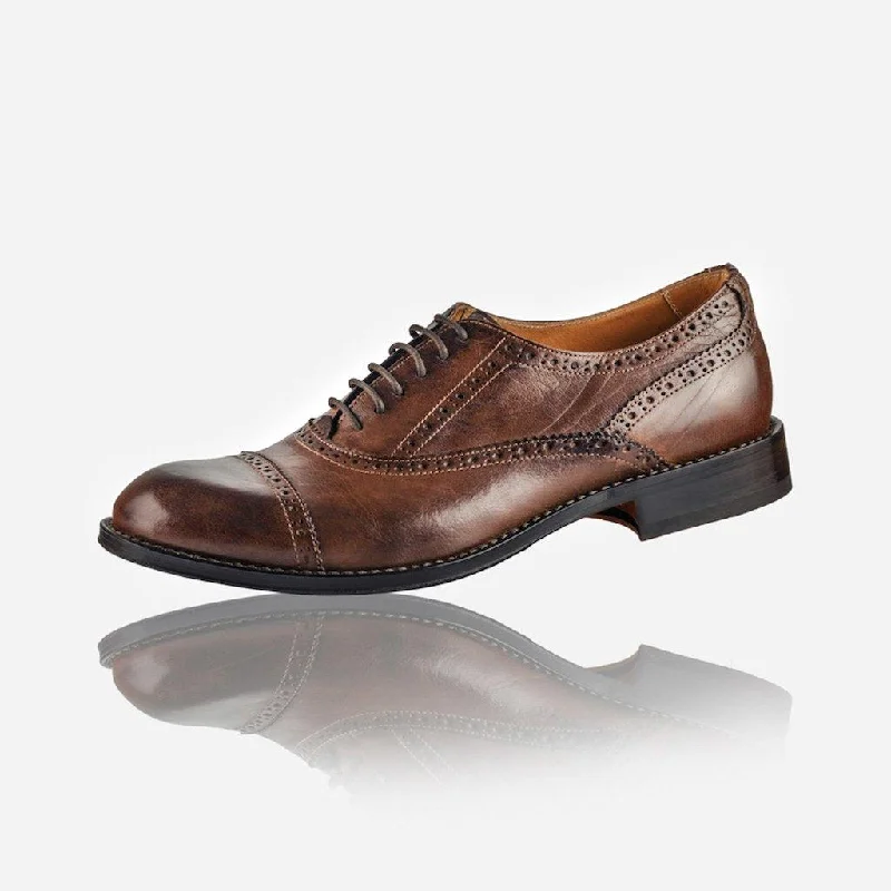 Unisex leather shoes classic black-Men's Leather Brogue, Brown