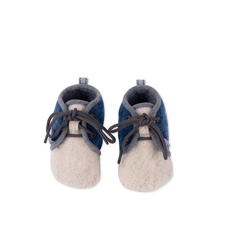 Unisex leather shoes polished gray-MK21869 - Momos Baby Shoes - Indigo