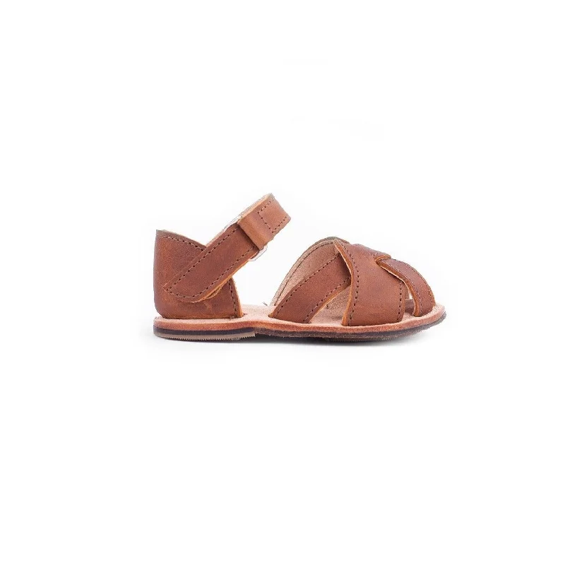 Unisex leather shoes polished black-MK221068 - Livingston Sandals Brown [Baby Leather Sandals]