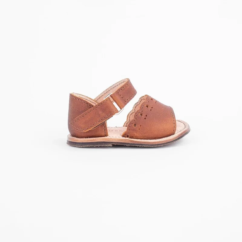 Unisex leather shoes soft tan-MK22832 - Bloom Sandals Brown [Baby Leather Sandals]